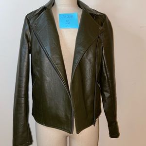 Pleather olive green jacket for fall